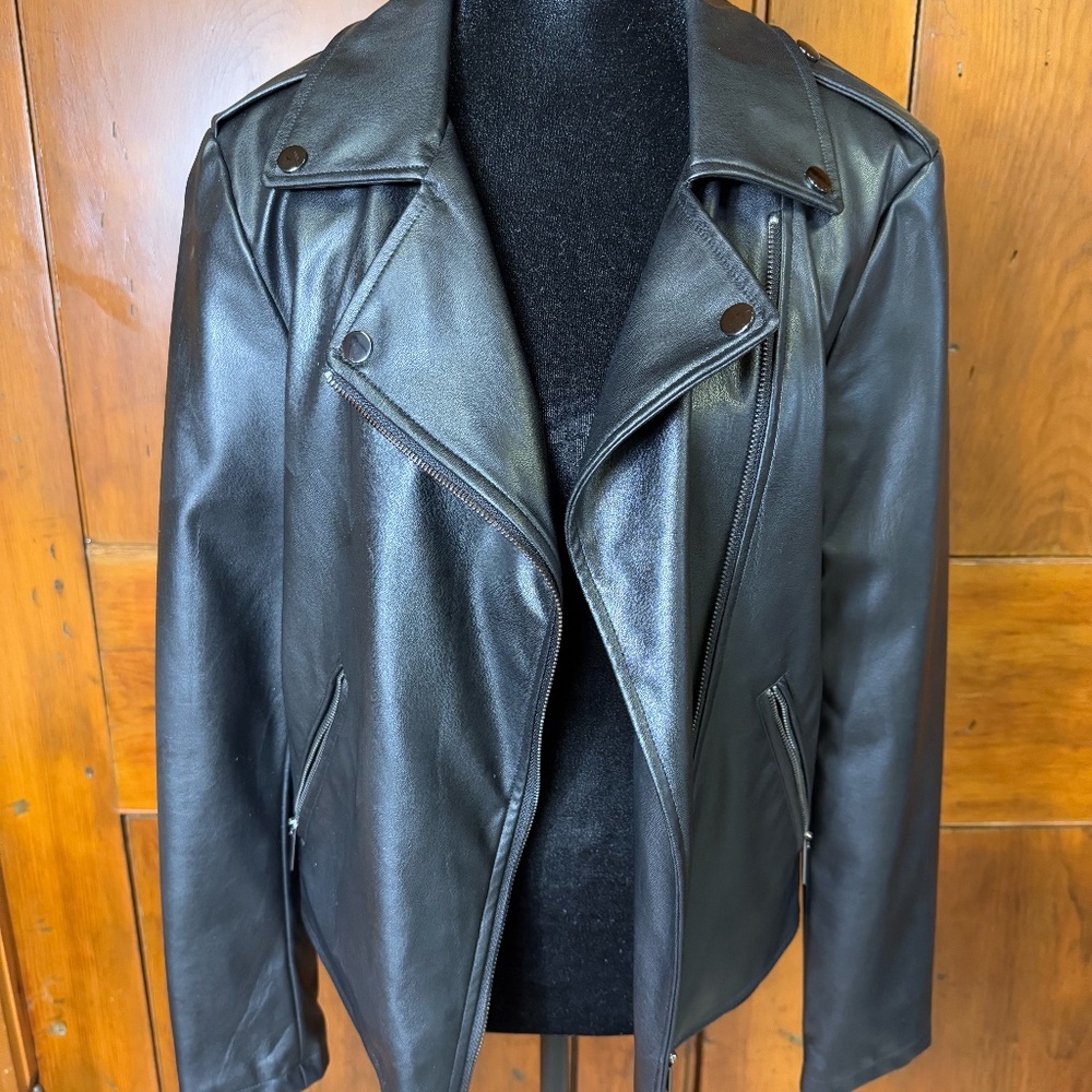 Pure Navy Black Leather Jacket